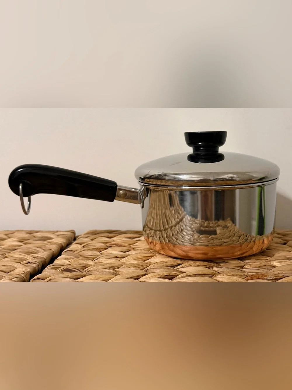 Vintage Revere Ware 1 Qt Copper Bottom Saucepan Clinton ILL 95G With Lid